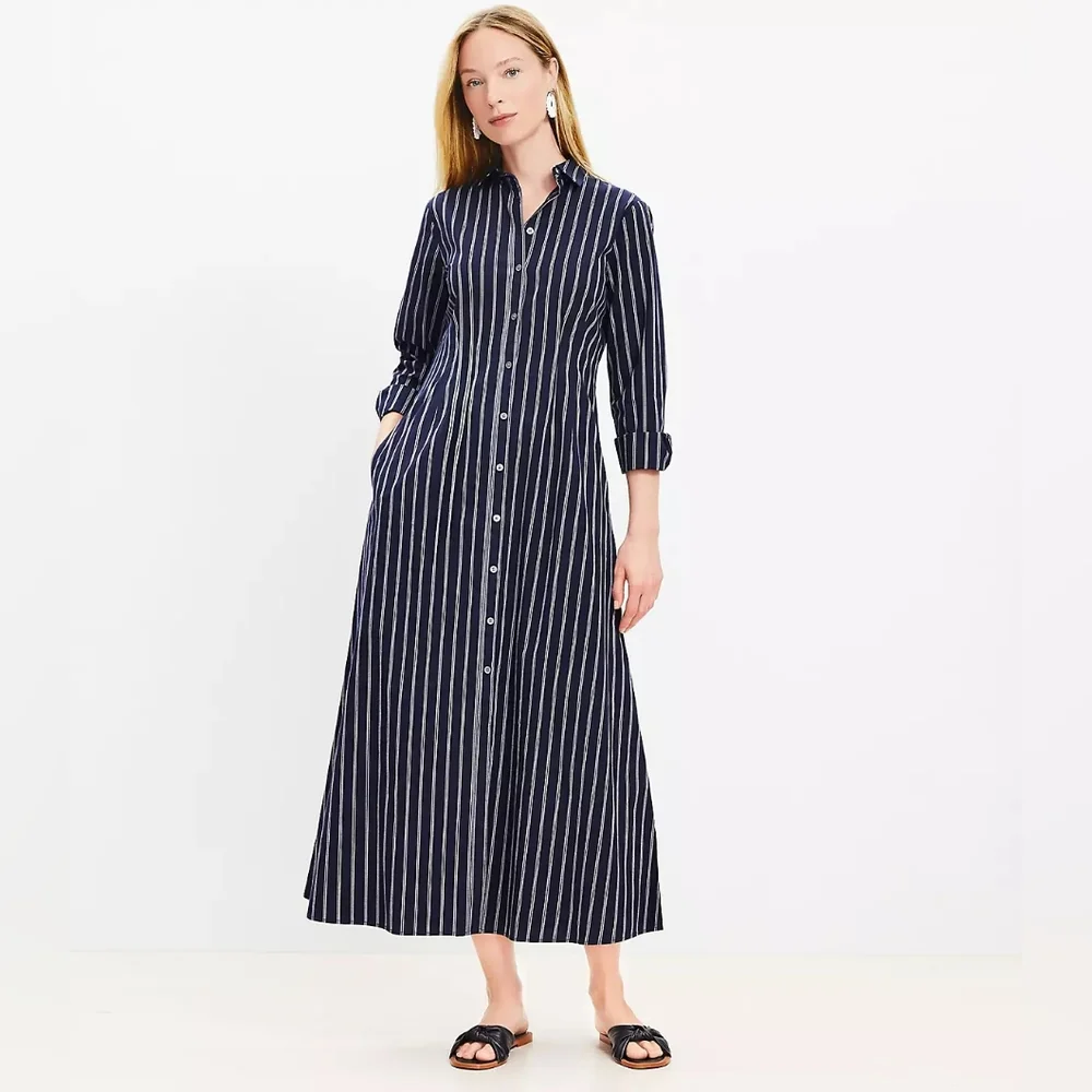 NWT LOFT Striped Maxi Shirtdress